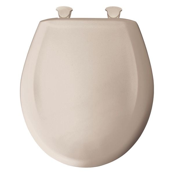 Toilet Seat With Cover, Plastic, Round, Blush