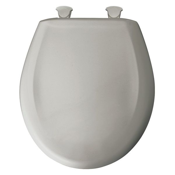 Toilet Seat With Cover, Plastic, Round, Silver