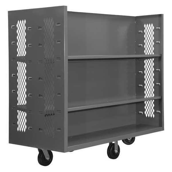 14 ga. Steel 2 Sided Mesh Stock Cart 2000 lb. Capacity, 60"L x 30"W x 57"H