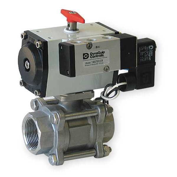 1" FNPT Stainless Steel Pneumatic Ball Valve Inline