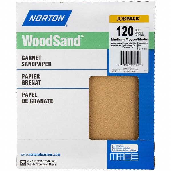 Sandpaper Sheet, Grit 120, 11" L, 9" W