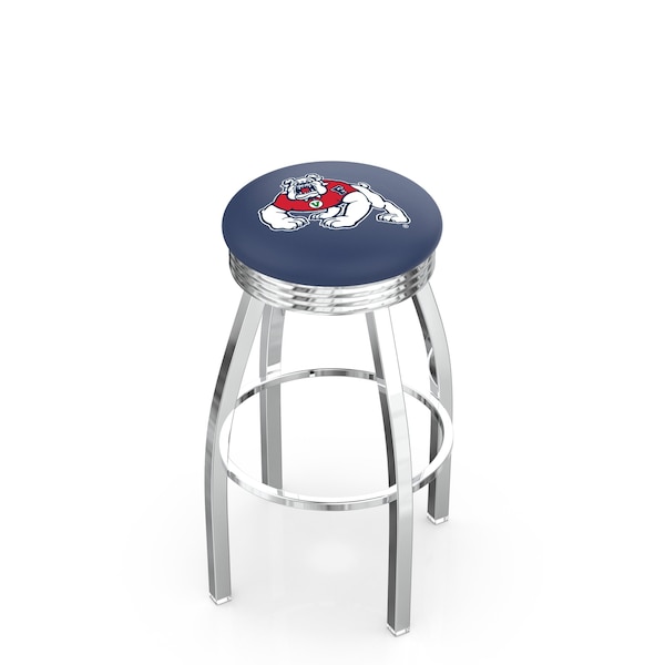 25" Chrome Fresno State Swivel Bar Stool, Accent Ring