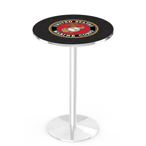 42" Chrome U.S. Marines Pub Table, 36" dia. Top