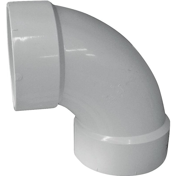 CANPLAS Sanitary Pipe Elbow, 4 in, Hub, 90 deg Angle, PVC, White