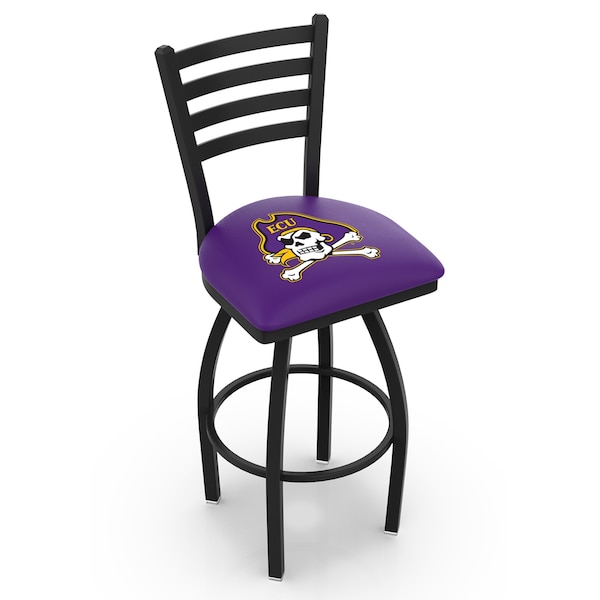 25" Blk Wrinkle East Carolina Swivel Bar Stool, Ladder Back