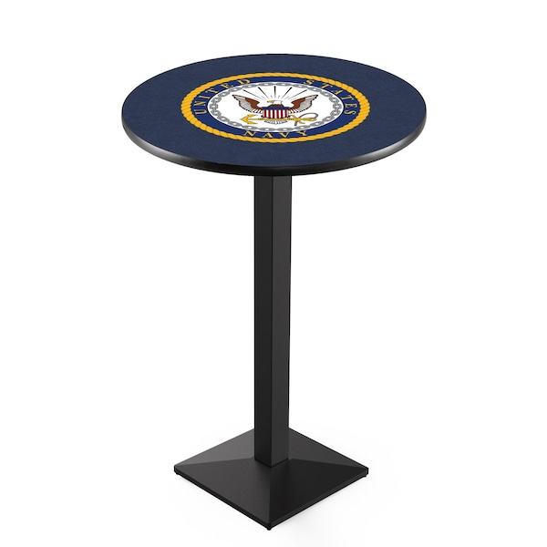 42" Blk Wrinkle U.S. Navy Pub Table, 36" dia. Top