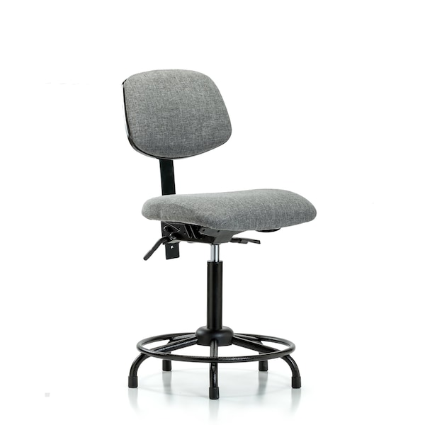 Chair, Fabric, Med Bench, RT Glides, Gry, No Arms, 22" to 29" Height, Gray
