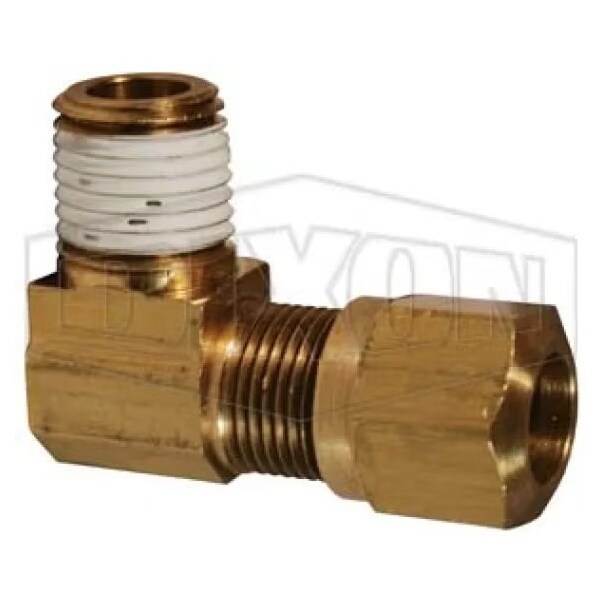 90Deg Air Brake Elbow, 13/16-18 x 1/2 in Nominal, Straight Male x Pipe End Style, Brass, Domestic