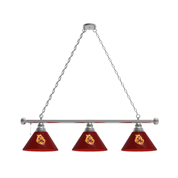 Arizona State 3 Shade Billiard Light, Chrome Fixture, Sparky Logo