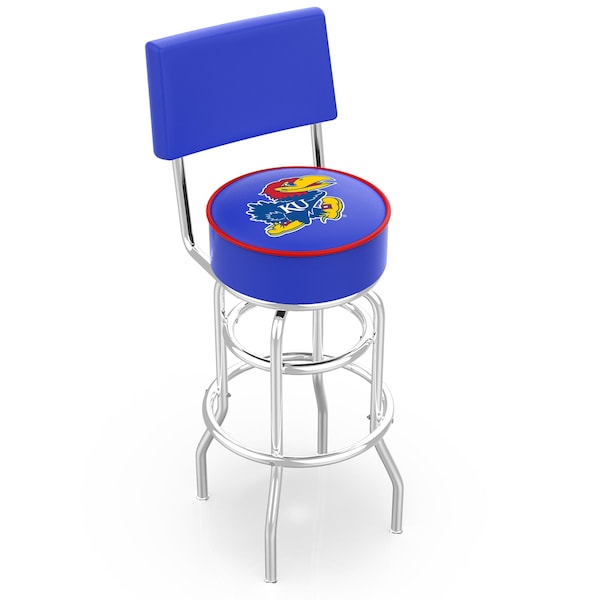 25" Chrome 2-Ring Kansas Swivel Bar Stool, Back