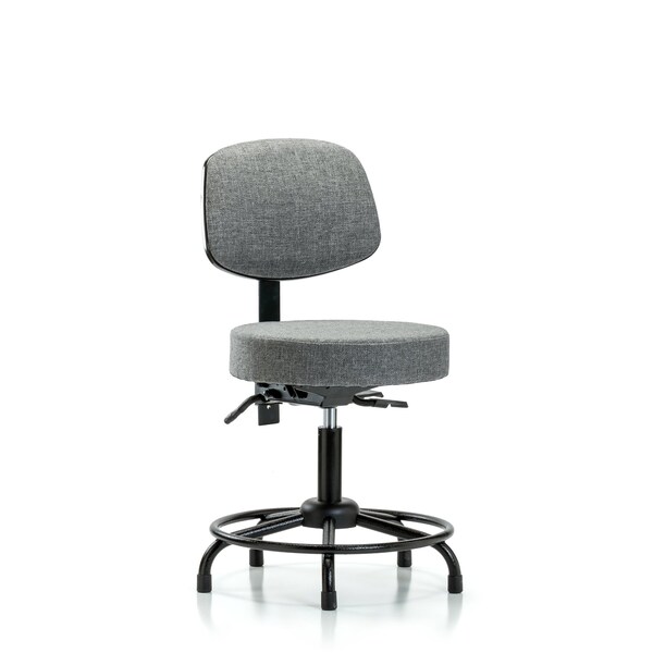 Desk Stool, Fab, Bk, RT, Tilt, Glides, Gry