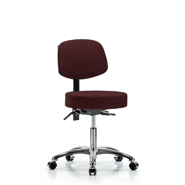 Desk Stool, Fabric, Bk Chrome, Casters, Bur