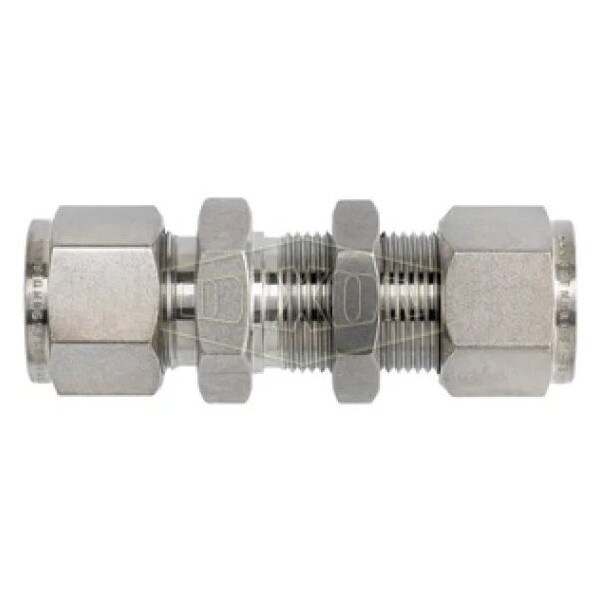 The Right Connection Instrumentation Bulkhead Union, 3/8 in Nominal, Tube End Style, 316 SS, Domesti