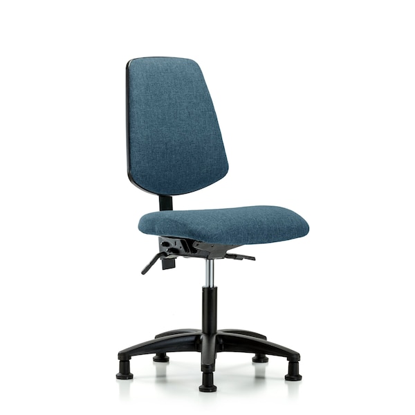 Desk Chair Fabric Desk Chair, Med, Bk, Glides, Blu, No Arms, 19" to 24" Height, Fabric, Blue