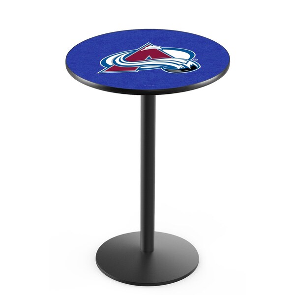 42" Blk Wrinkle Colorado Avalanche Pub Table, 36" dia. Top
