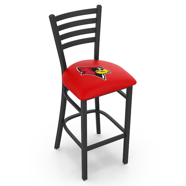 25" Blk Wrinkle Illinois State Stationary Counter Stool, Ladder Back