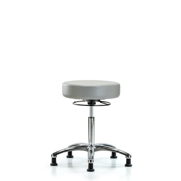 Bench Stool, Med, Chrom, Vinyl, Glides, Dov