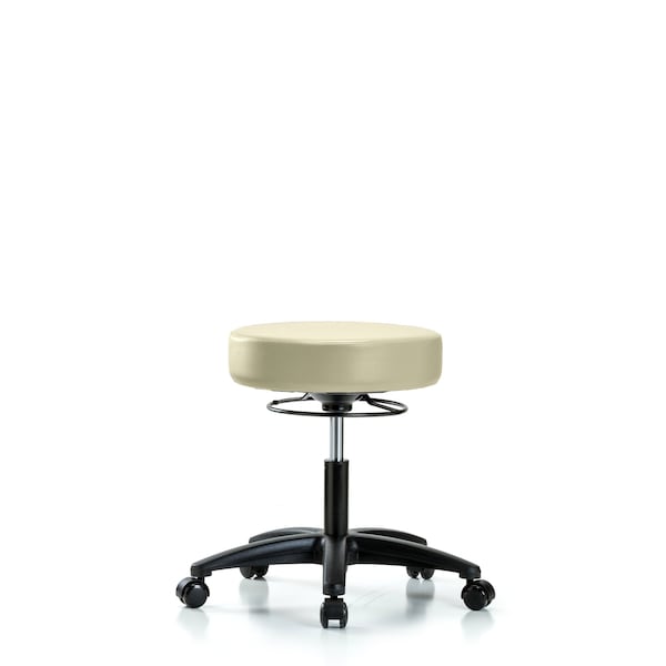 Desk Stool, Vinyl, Casters, Wht