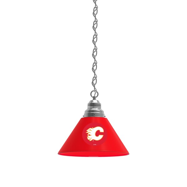 Calgary Flames Pendant Light, Chrome Fixture