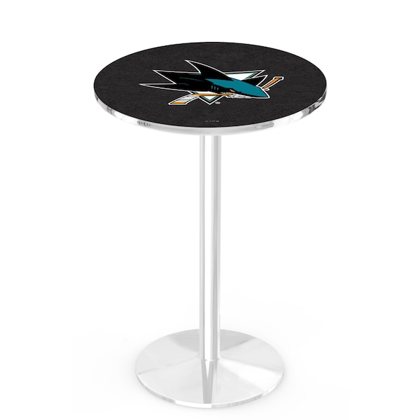 42" Chrome San Jose Sharks Pub Table, 36" dia. Top