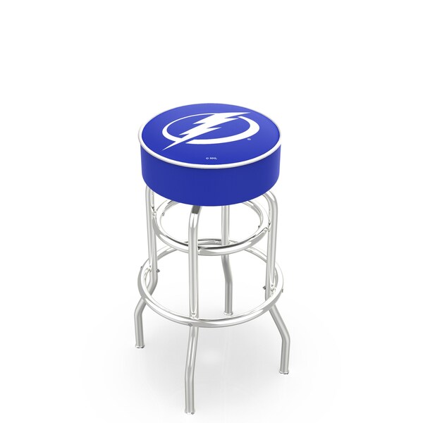 25" Tampa Bay Lightning Cushion Seat, 2-Ring Chrome Swivel Bar Stool