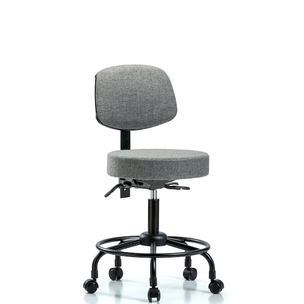 Desk Stool, Fabric, Bk, RT, Casters, Gry