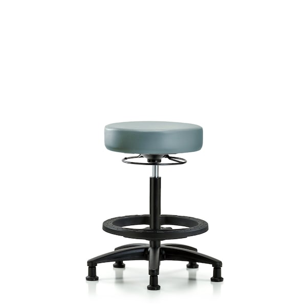 Vinyl Stool, High Bench, Foot Ring, Glides, Storm
