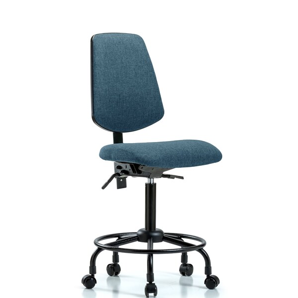 Fab Med Bench Chair, Bk, RT, Cast, Blu, No Arms, 24" to 31" Height, Blue