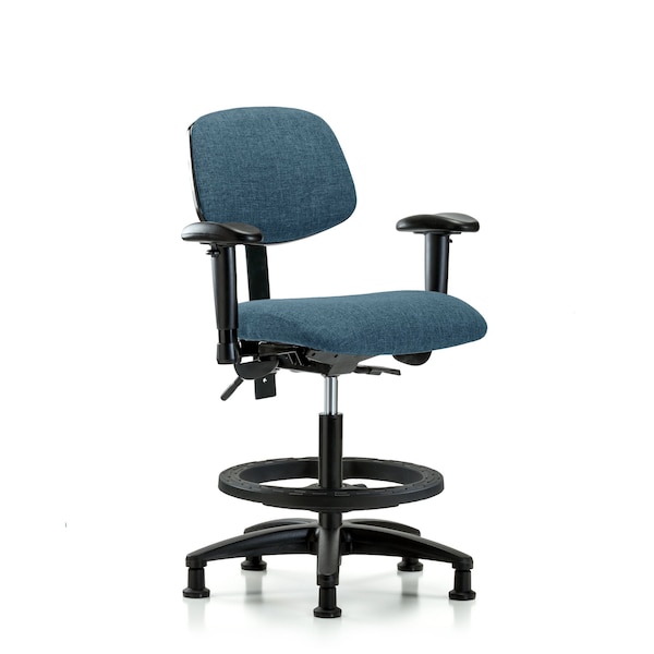 Chair, Fabric, Med Bench, AA BF Glides, Blu, 6-Way Adjustable, 22" to 29" Height, Blue