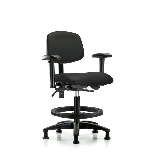Chair, Vinyl, Med Bench, AA BF Glides, Blk, 6-Way Adjustable, 22" to 29" Height, Black