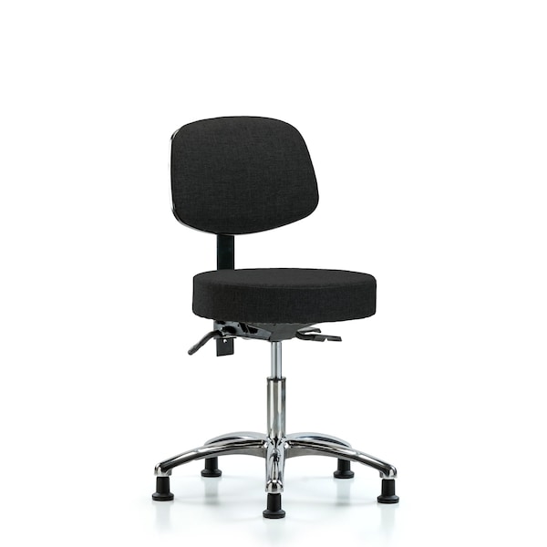 Desk Stool, Fabric, Bk Chrm, Tilt, Glids, Blk