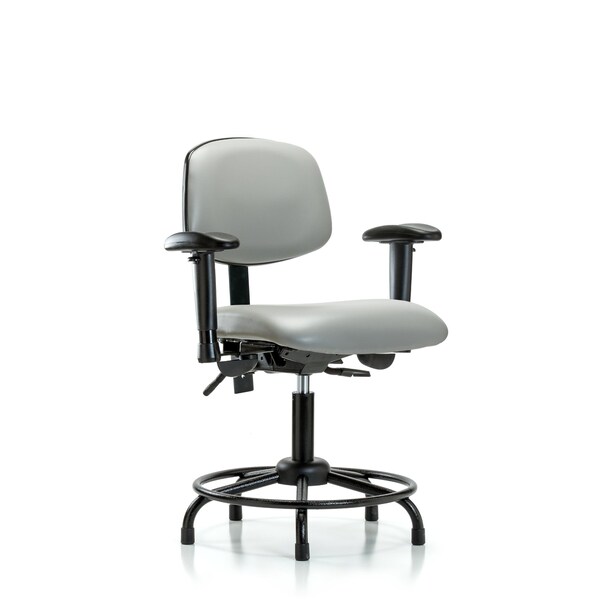 Desk Chair Desk Chair, Vinyl, Chrome Tilt Casters, Oat, Adjustable Arms, 18" to 23" Height, Vinyl