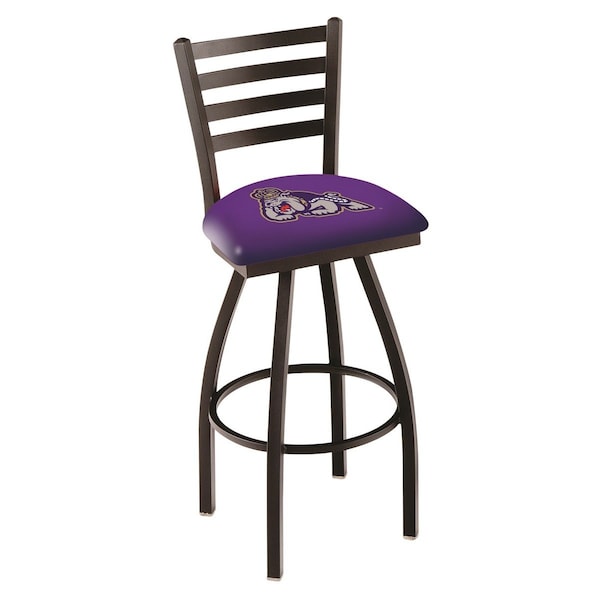 25" Blk Wrinkle James Madison Swivel Bar Stool, Ladder Back