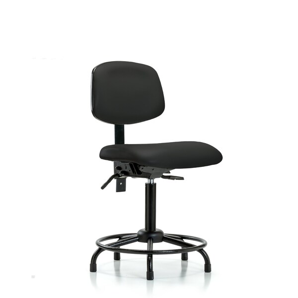 Bench Chair, Vinyl, RT Tilt, Gld, BLK, No Arms, 22" to 29" Height, Black