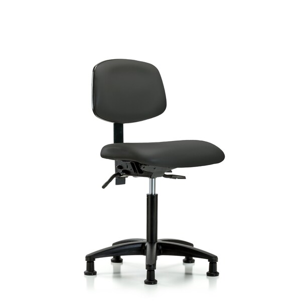 Chair, Vinyl, Med Bench, Glides, Gry, No Arms, 22" to 29" Height, Charcoal