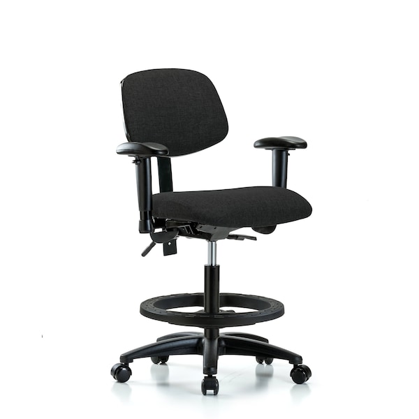 Chair, Fab, Med Bench, Tilt AA BF Cast, Blk, 6-Way Adjustable, 22" to 29" Height, Black