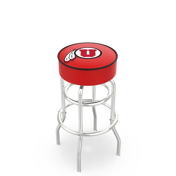 25" 4" Utah Cushion Seat, Double-Ring Chrome Swivel Bar Stool