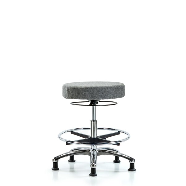 Bench Stool, Med, Fabric, Chrome, CF, Gld, Gry