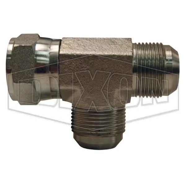 Run Tee, 1-5/16-12 Nominal, 37Deg Male Flare x 37Deg Female Swivel, Steel, Domestic