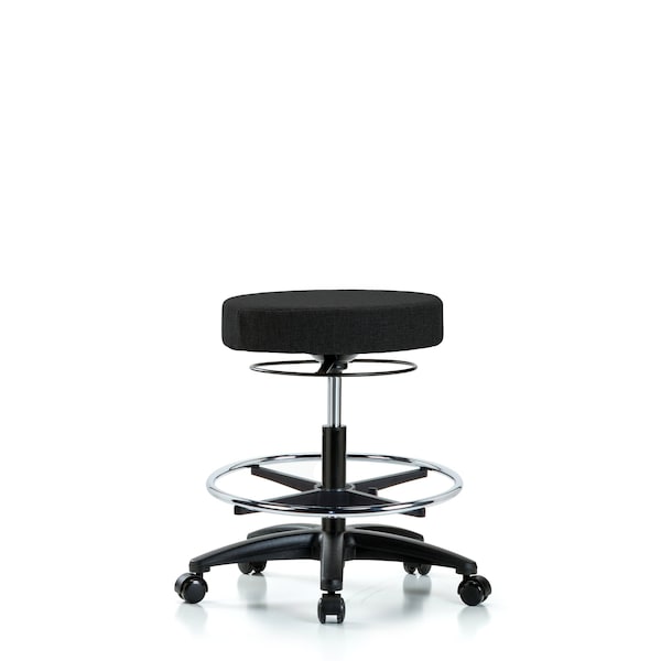 Bench Stool, Med, Fabric, CF, Casters, Blk
