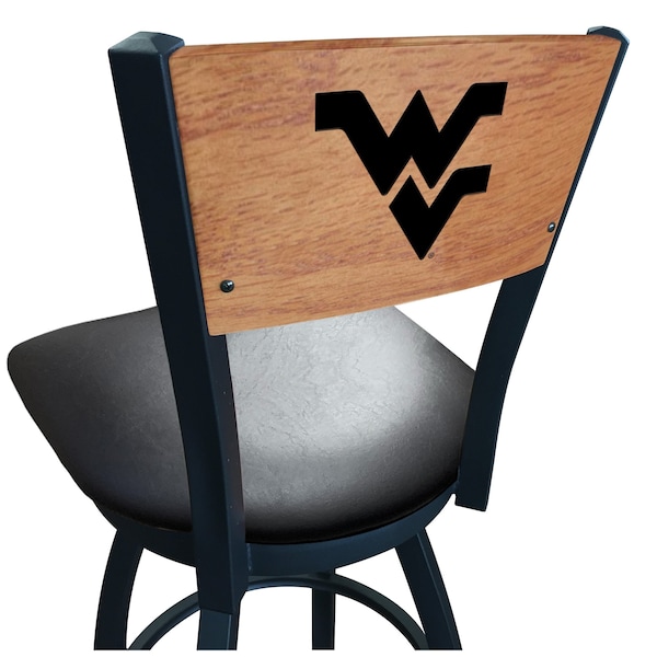 25" Blk Wrinkle West Virginia Swivel Bar Stool, Laser Engraved Back