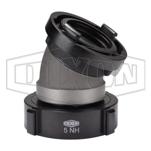 Rocker Lug Elbow with Buna-N Gasket, 4 x 5 in Nominal, Storz x Female NST NH Swivel End Style, Alu
