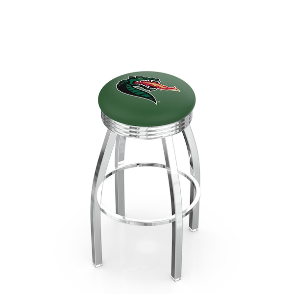 25" Chrome UAB Swivel Bar Stool, Accent Ring