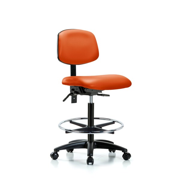 Chair, Fabric, Hi Bench, BF Glides, Blu, No Arms, 26" to 35" Height, Orange Kist