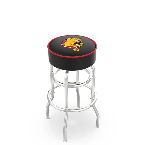 25" Ferris State Cushion Seat, 2-Ring Chrome Swivel Bar Stool