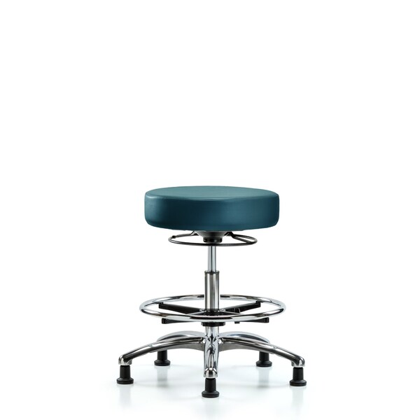 Vinyl Stool, Chrome, Med Bench, Foot Ring, Glides, Royal