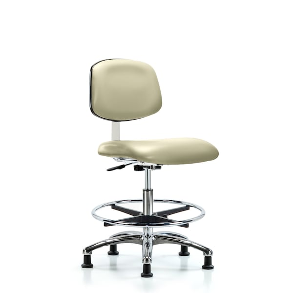 Clean Room Chair Med Ben Chair, Vin, Chrm, CF, Gld, Wht, CL10, 22" to 29" Height, Vinyl, Adobe White