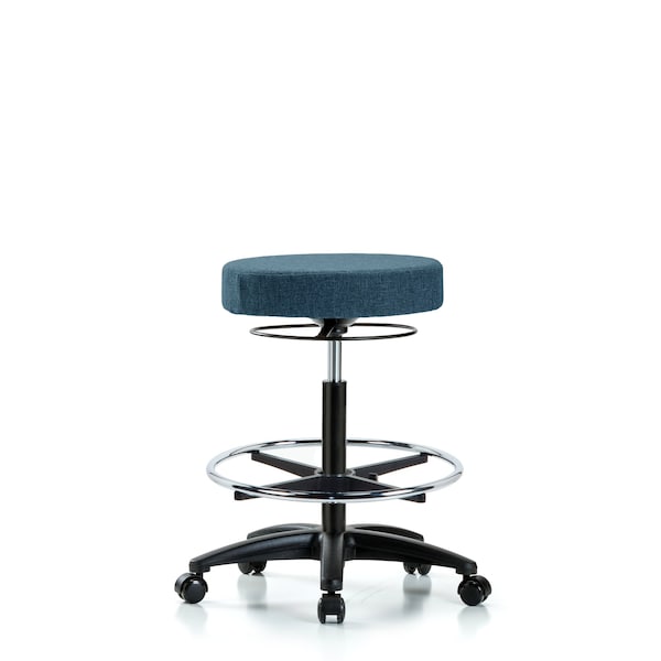 Bench Stool, Hi, Fabric, CF, Casters, Blu