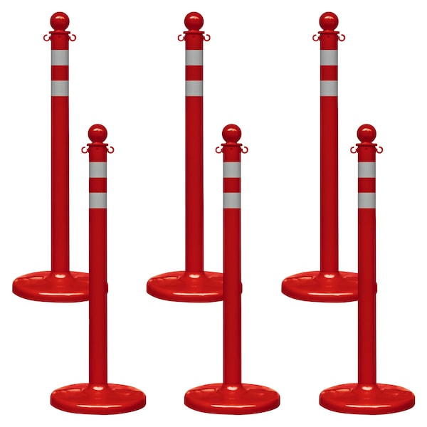 Red Reflective Medium Duty Stanchion (6-Pack)