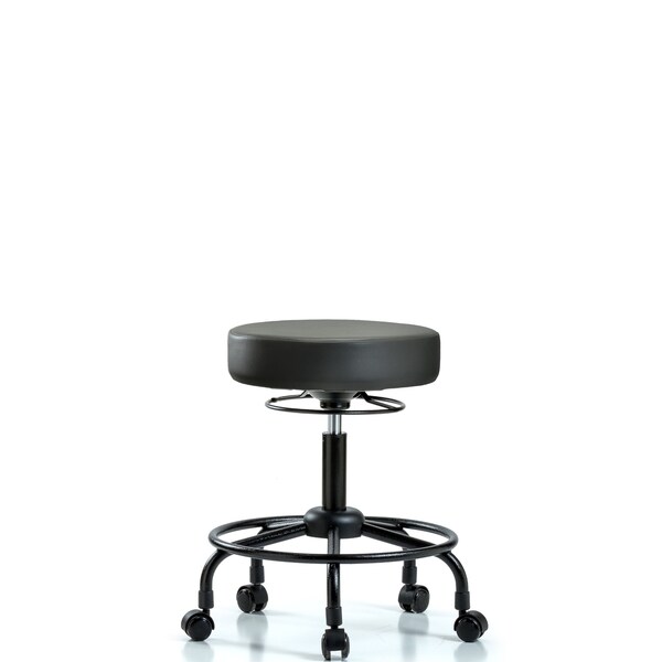 Vinyl Stool, Desk, Round Tube Base, Casters, Carbon
